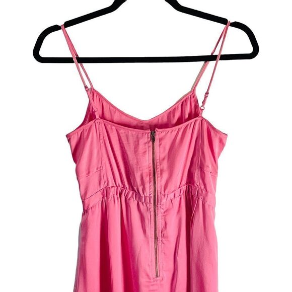 𝅺ARITZIA Talula Pink Satin Feel Hilo High Low Spaghetti Strap Dress Size 2 - Picture 4 of 11